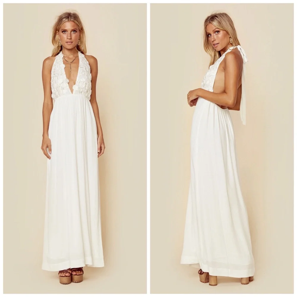 FOR LOVE & LEMONS BOHO MAXI FREE PEOPLE BRIDAL GOWN WEDDING DRESS STONE COLD FOX - Picture 15 of 16